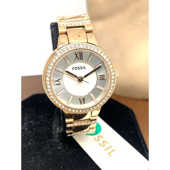 Fossil Women\'s Watch ES3284 Virginia Quartz Rose Gold Stainless Steel 30mm